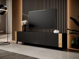 Meuble TV Charlotte 184 (Noir + Craft chêne)