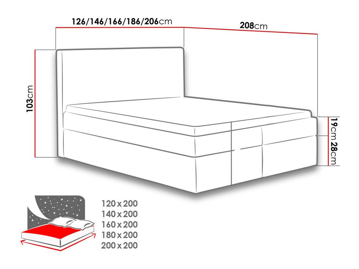 Lit boxspring Nix (Velluto 3)
