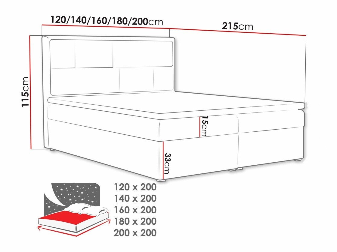 Lit boxspring Pomona 115 (Victoria 14 869)