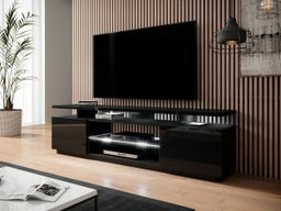 Meuble TV Charlotte 138 (Noir + Noir brillant)
