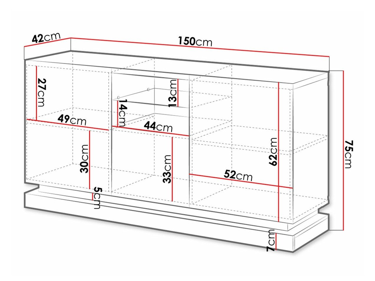 Buffet Linar (Noir + Noir brillant)