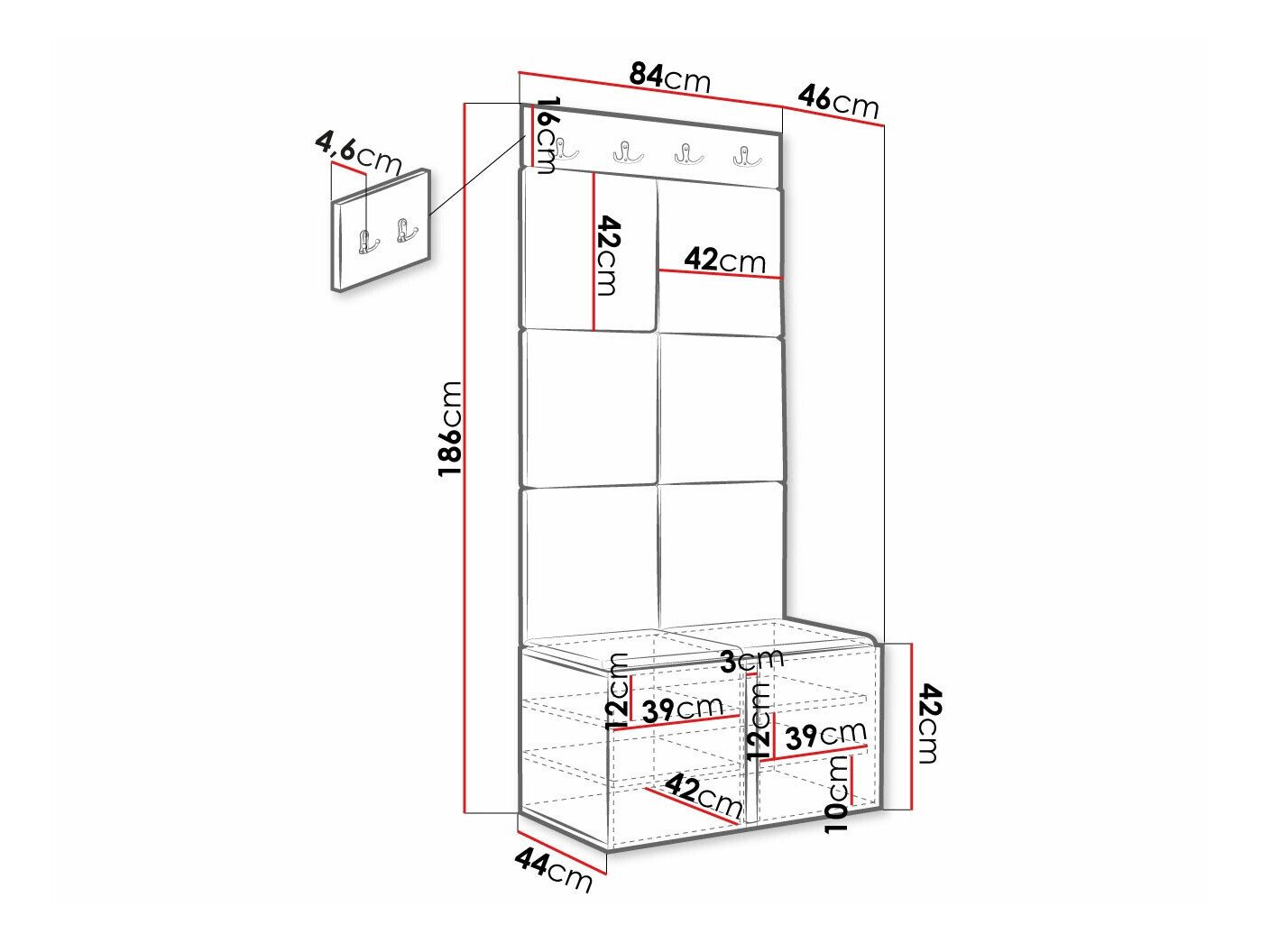 Meuble d'entrée Hartford 375 (Blanc)