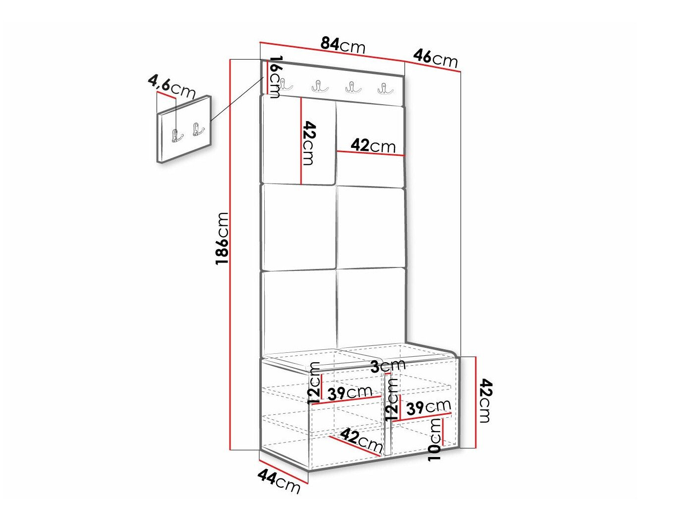Meuble d'entrée Hartford 375 (Blanc)