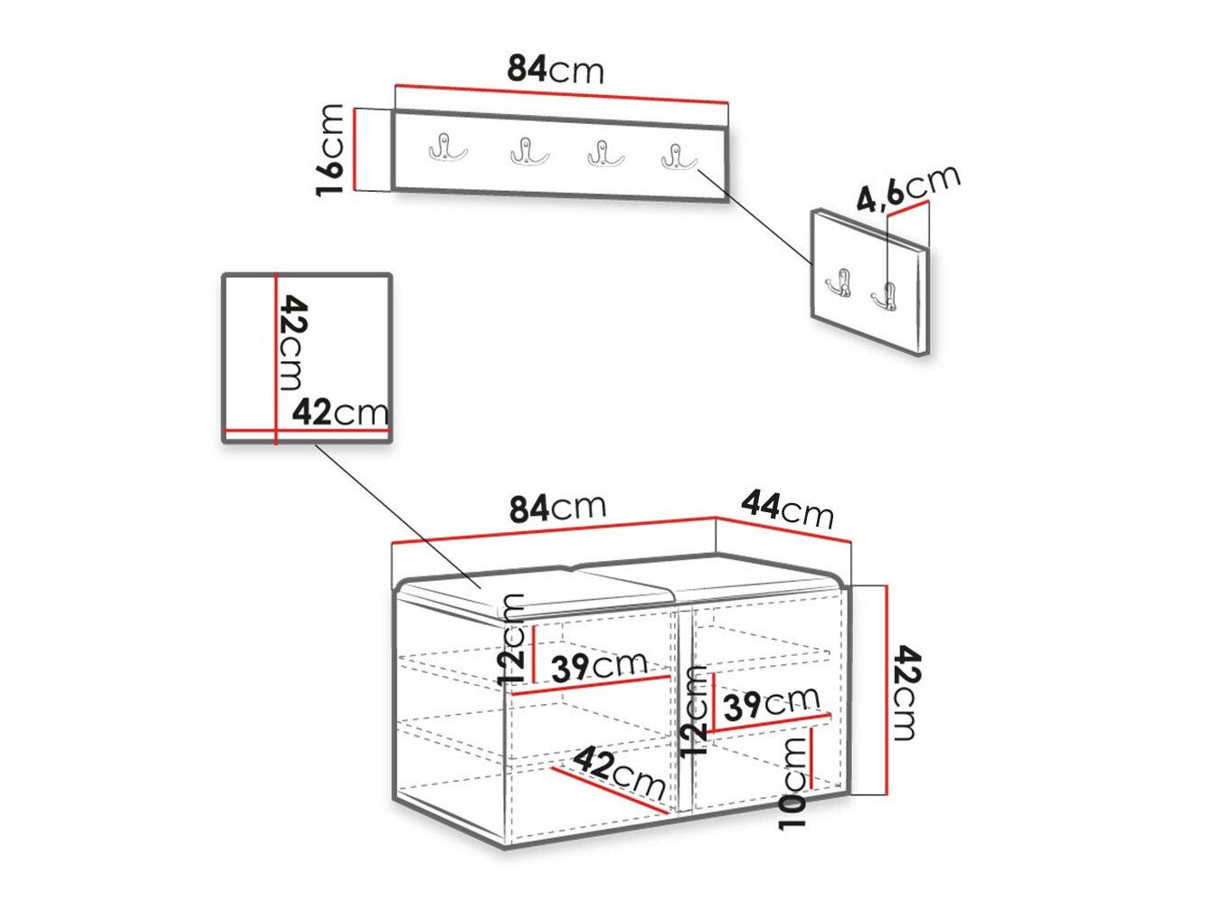 Meuble d'entrée Hartford 376 (Blanc)