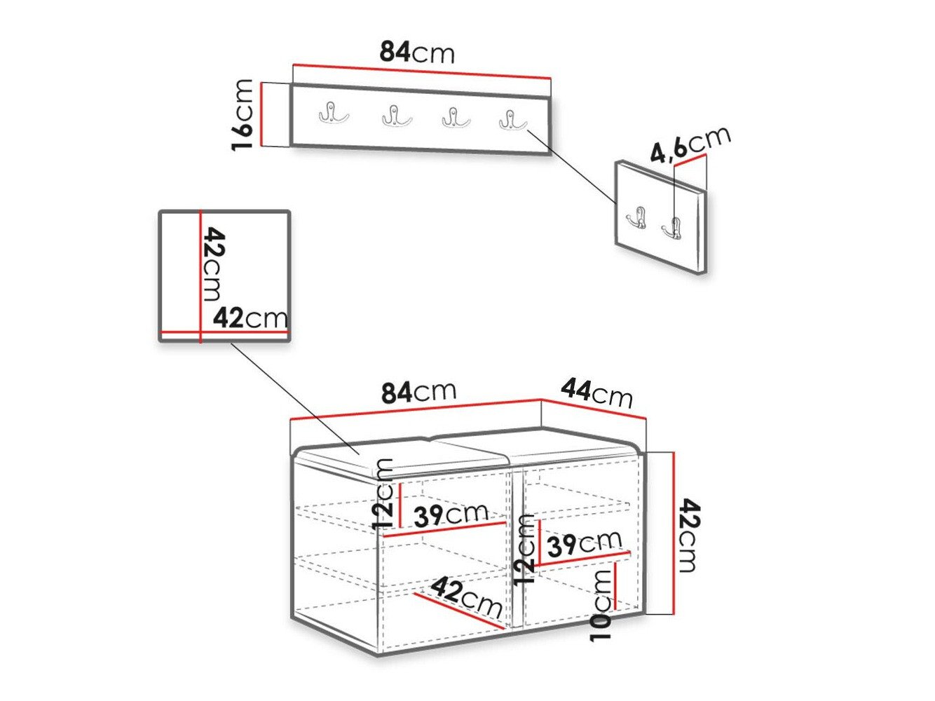 Meuble d'entrée Hartford 376 (Blanc)