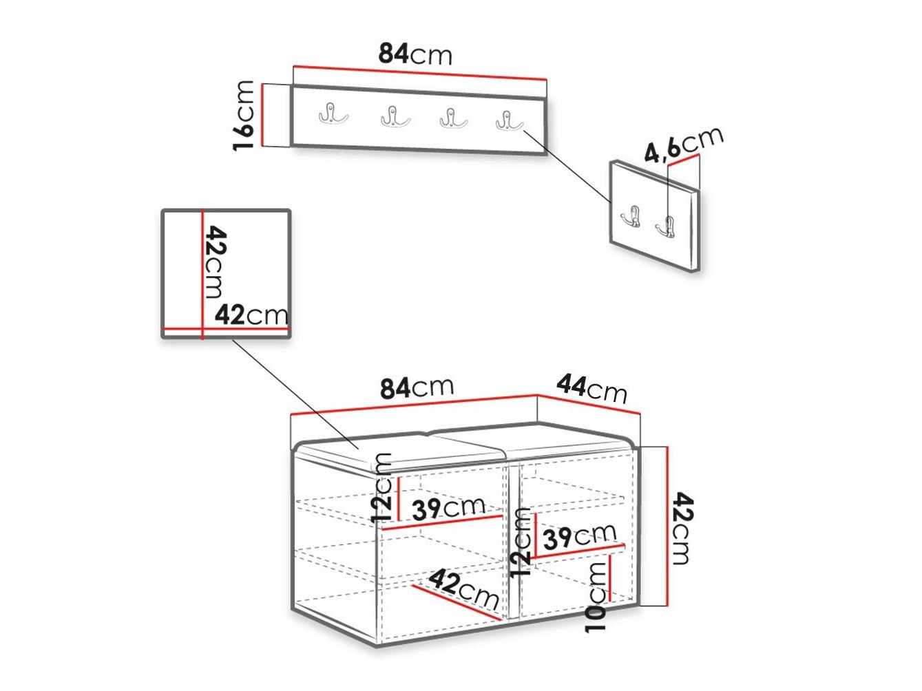 Meuble d'entrée Hartford 376 (Blanc)