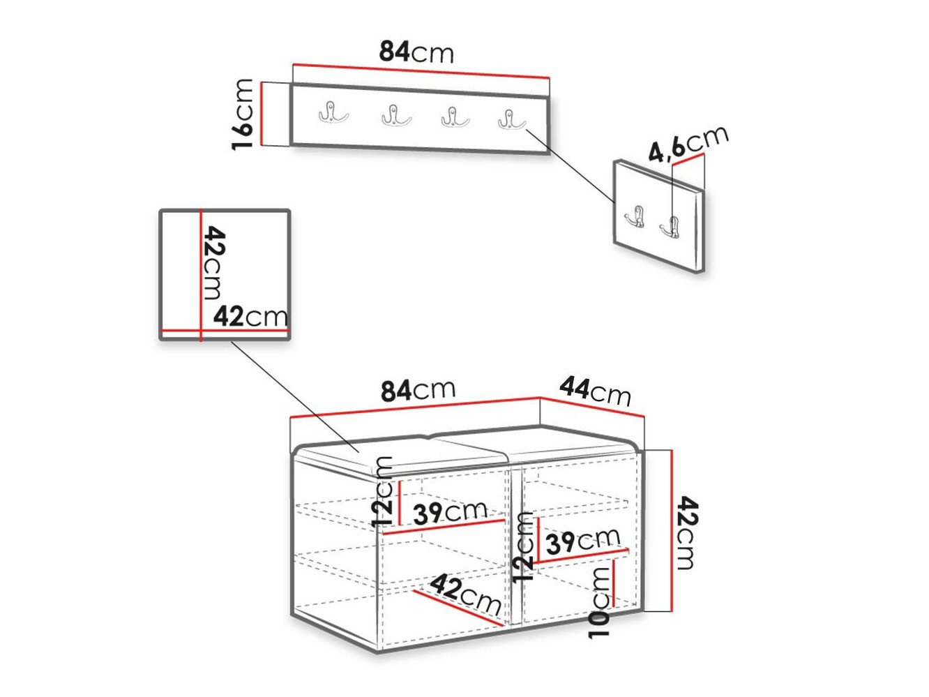Meuble d'entrée Hartford 376 (Blanc)