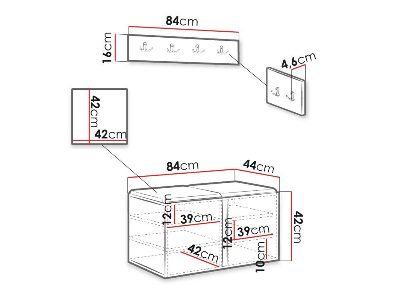 Meuble d'entrée Hartford 376 (Blanc)
