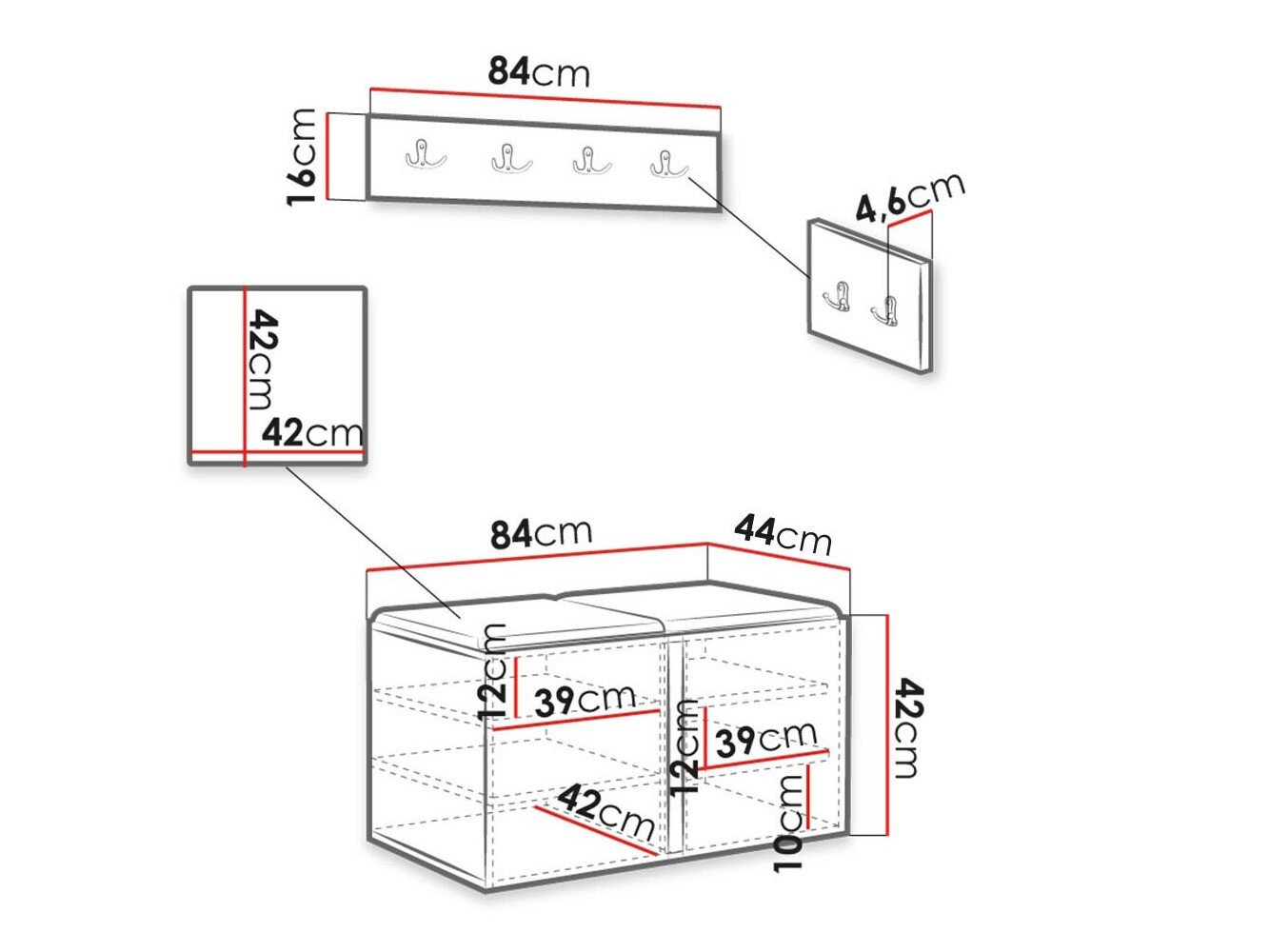 Meuble d'entrée Hartford 376 (Noir)