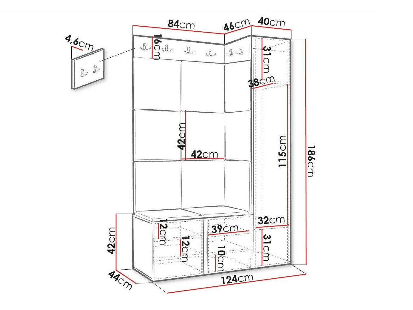 Meuble d'entrée Hartford 377 (Blanc)