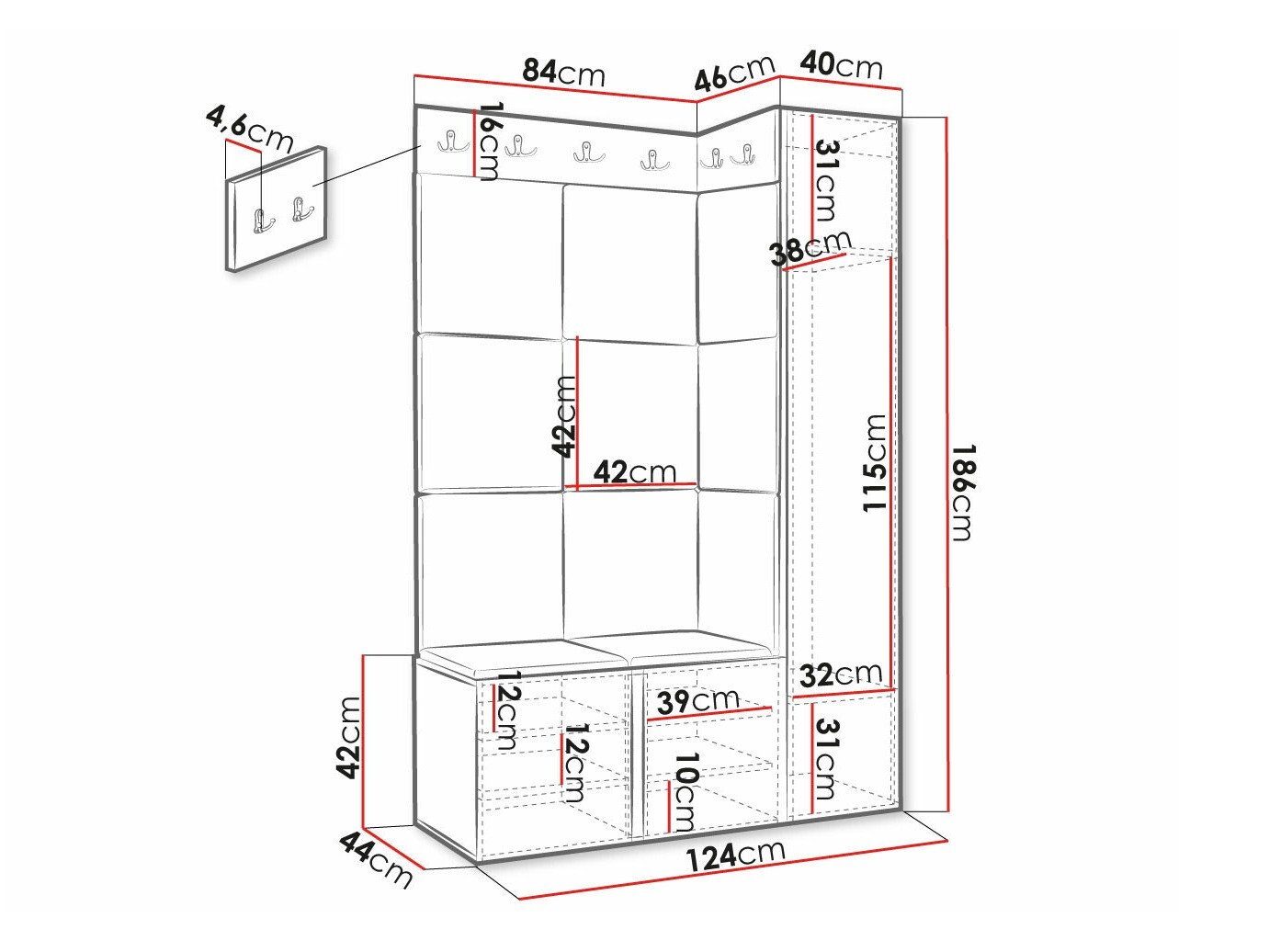 Meuble d'entrée Hartford 377 (Blanc)