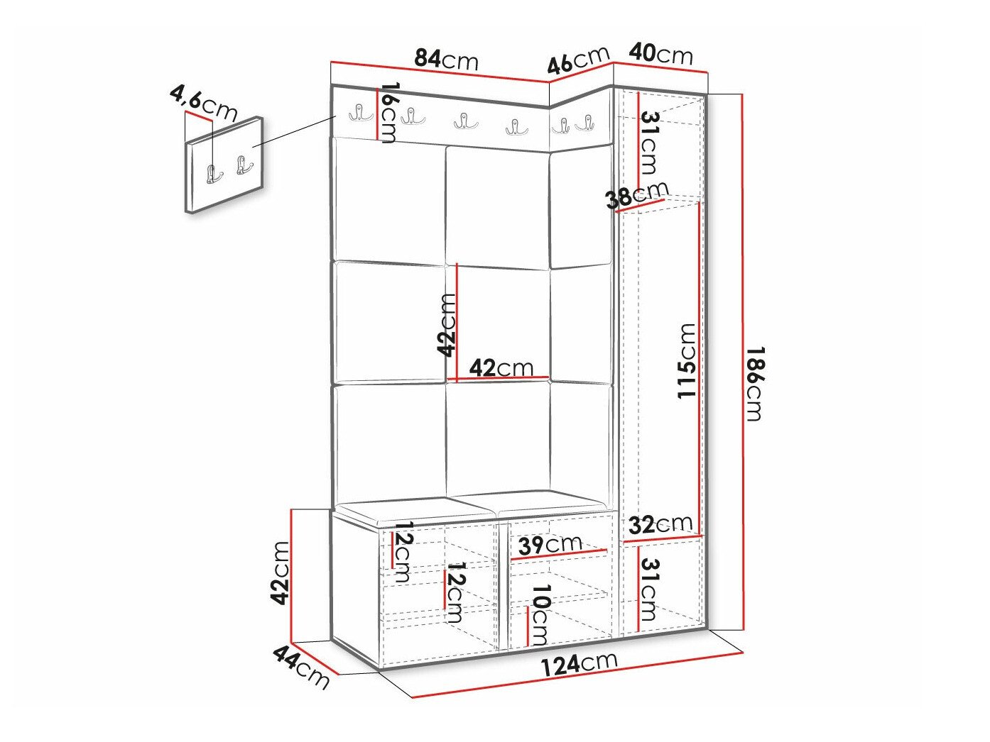 Meuble d'entrée Hartford 377 (Blanc)