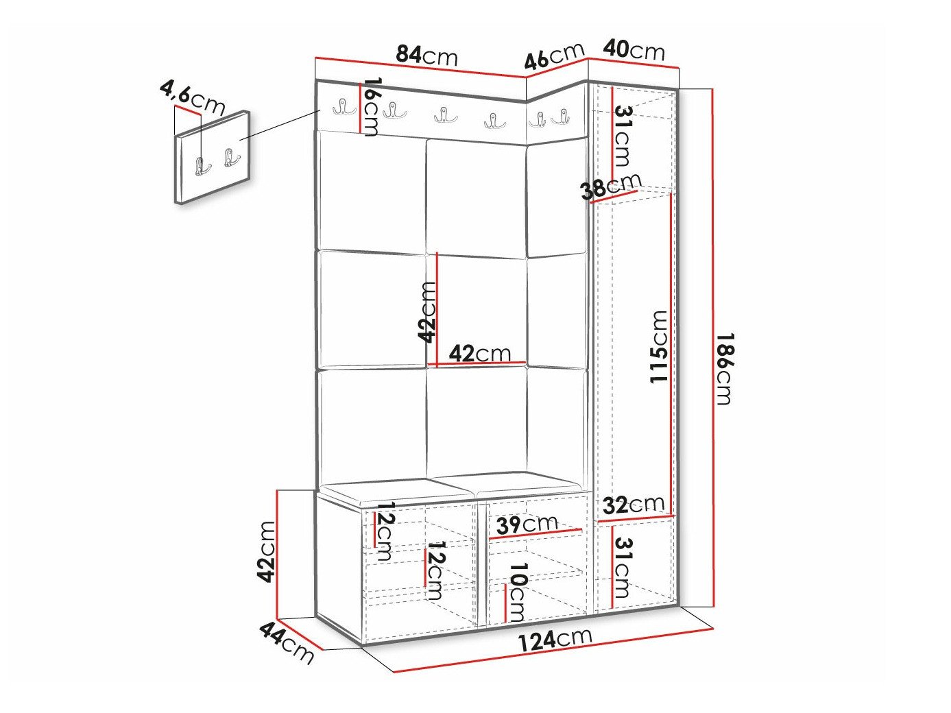 Meuble d'entrée Hartford 377 (Blanc)