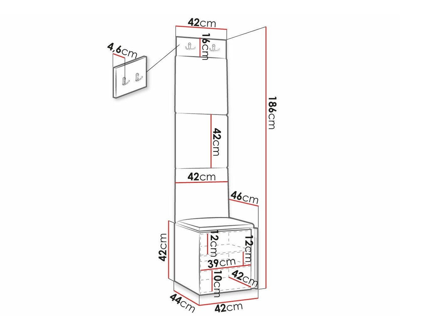 Meuble d'entrée Hartford 378 (Blanc)