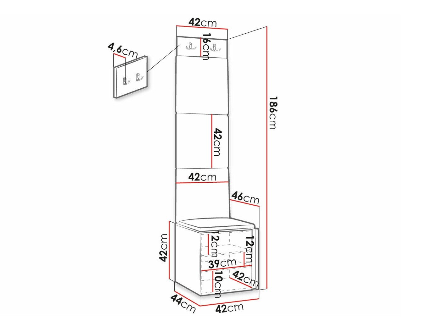 Meuble d'entrée Hartford 378 (Blanc)