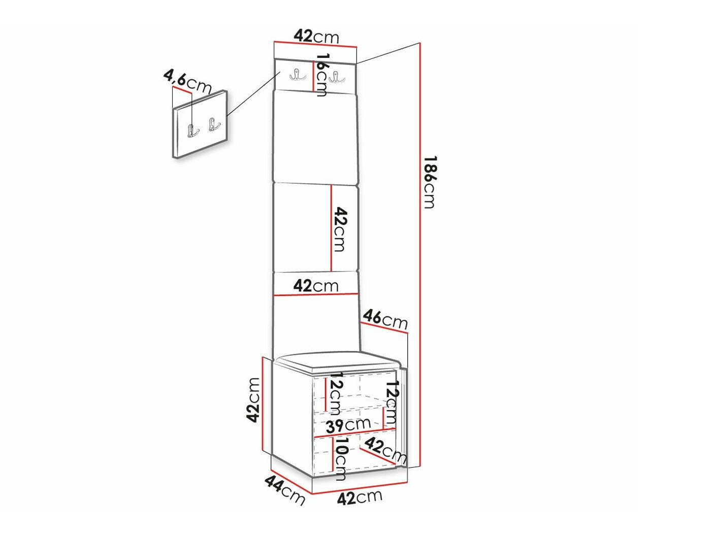 Meuble d'entrée Hartford 378 (Blanc)
