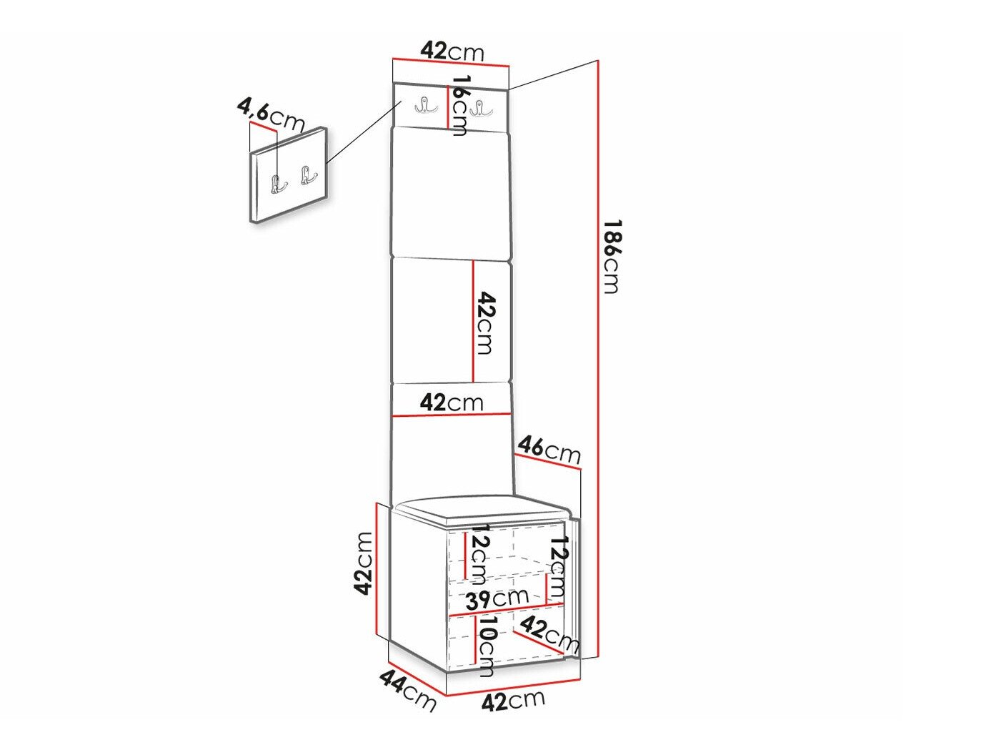 Meuble d'entrée Hartford 378 (Blanc)