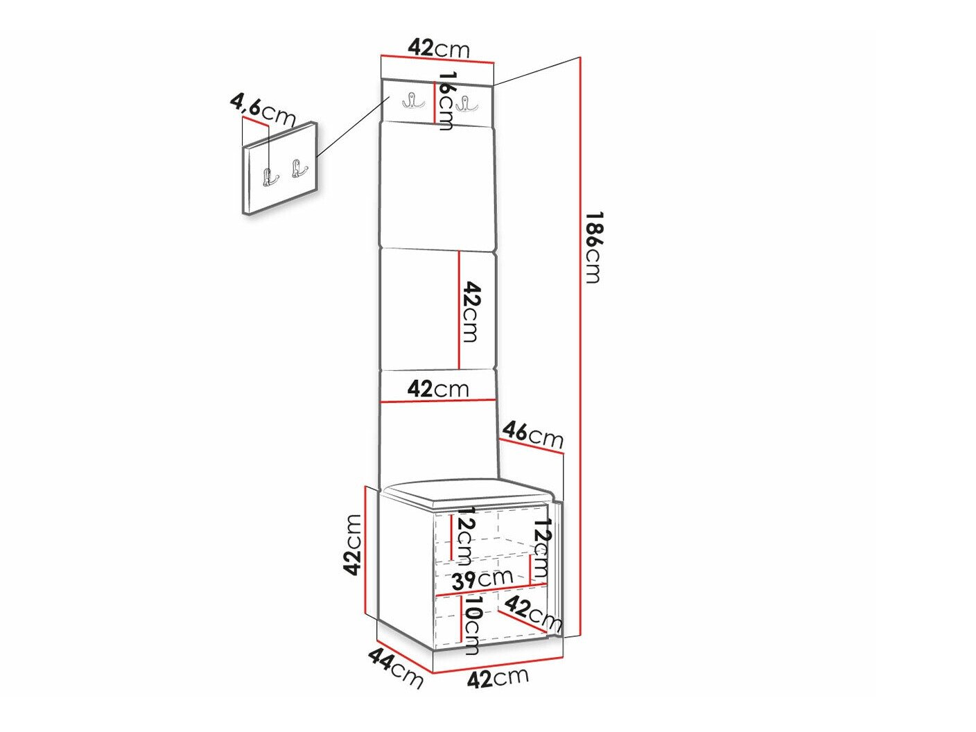 Meuble d'entrée Hartford 378 (Blanc)