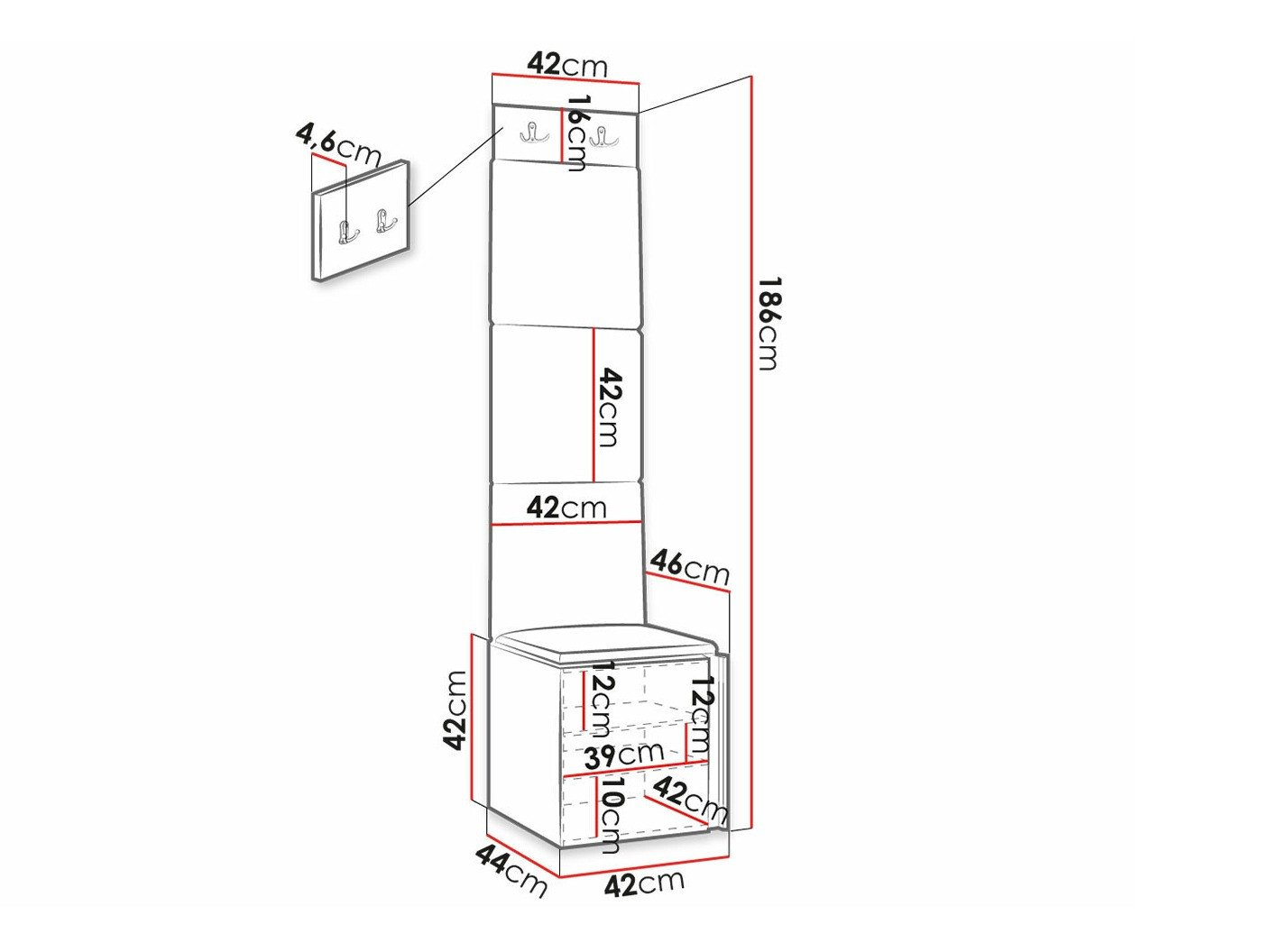 Meuble d'entrée Hartford 378 (Blanc)