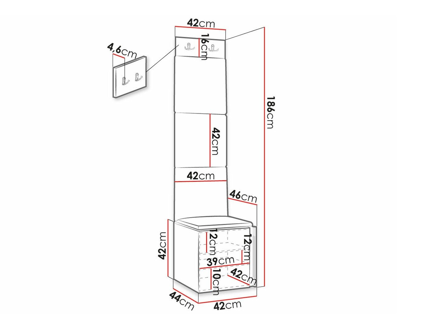 Meuble d'entrée Hartford 378 (Blanc)