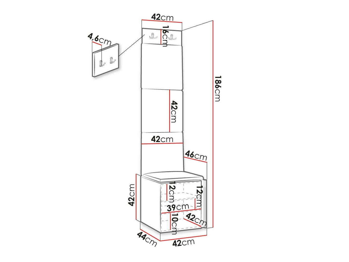 Meuble d'entrée Hartford 378 (Blanc)