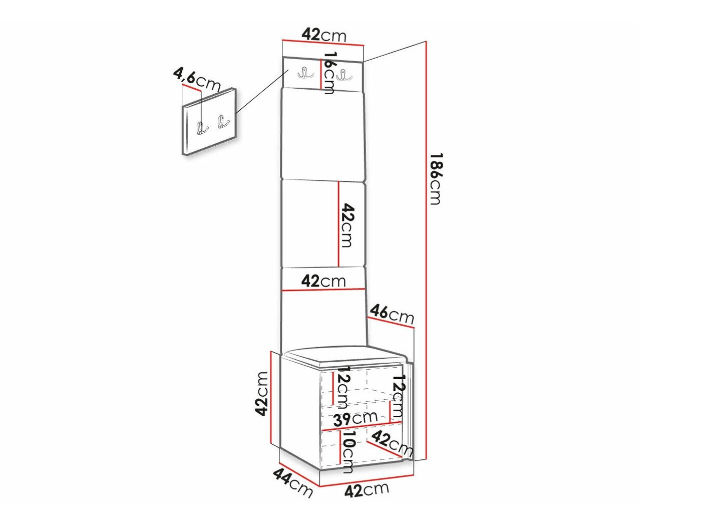 Meuble d'entrée Hartford 378 (Noir)
