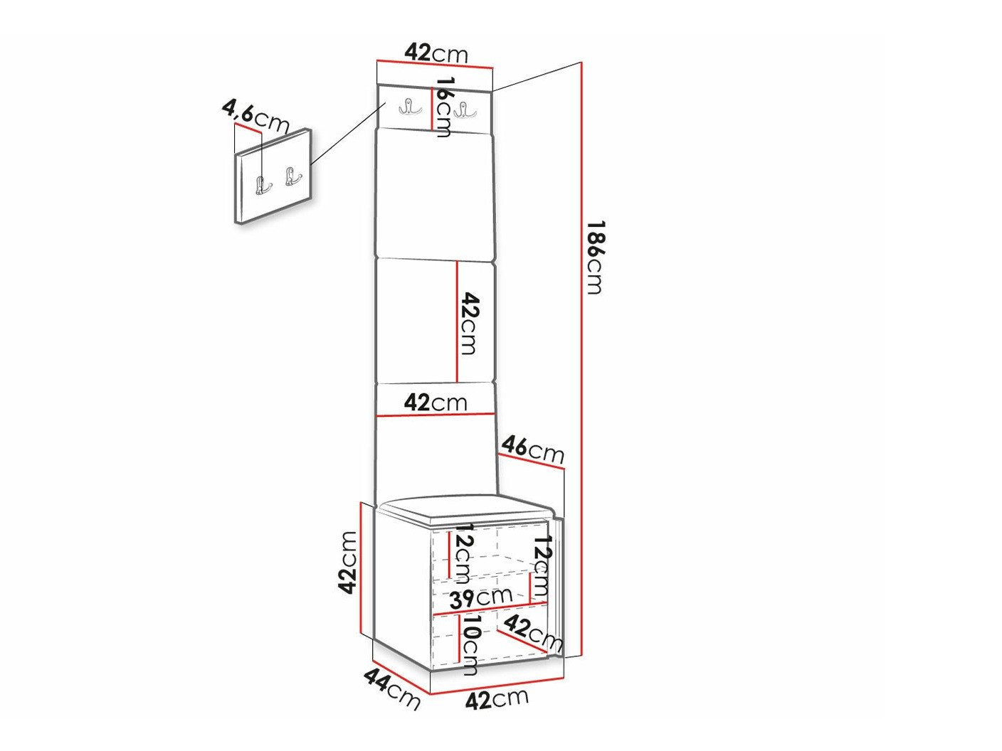 Meuble d'entrée Hartford 378 (Noir)