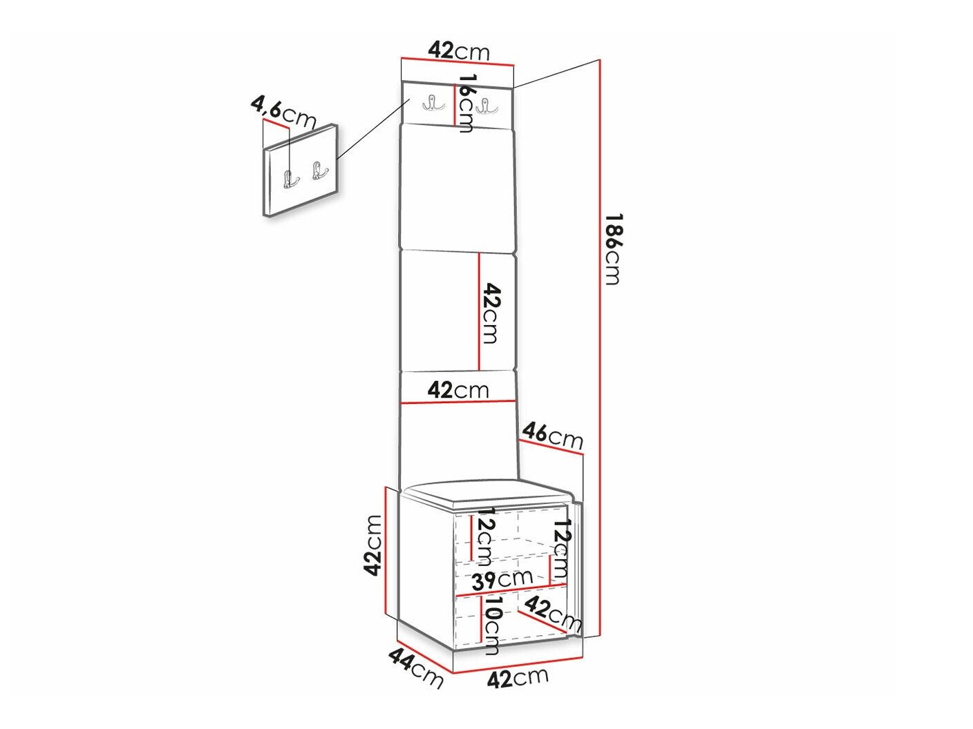 Meuble d'entrée Hartford 378 (Noir)