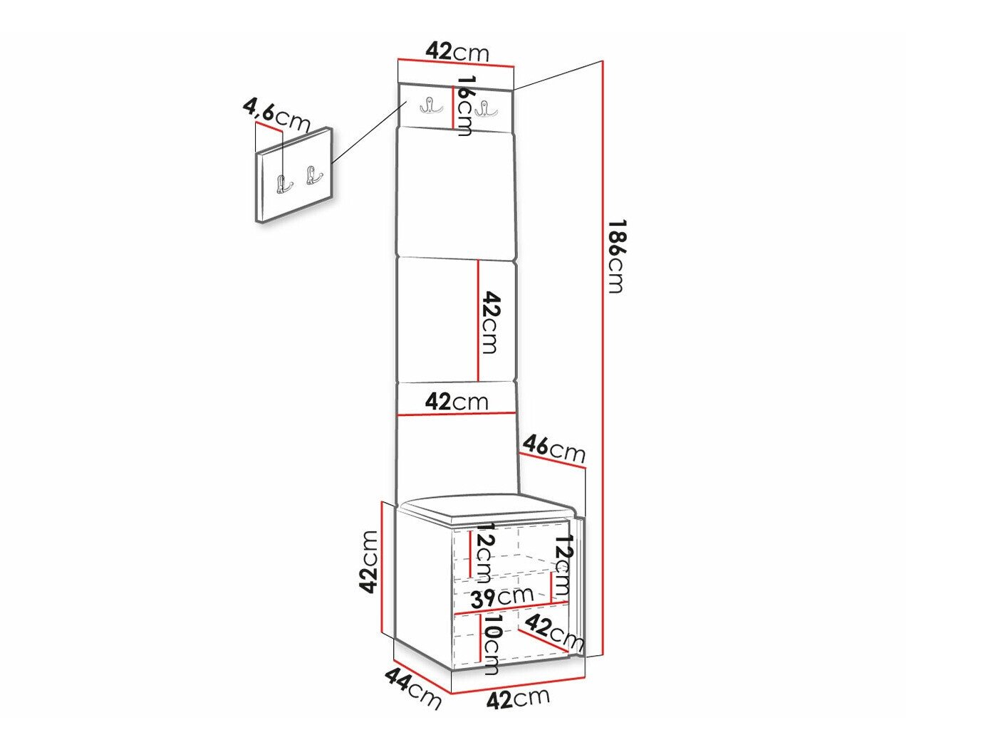 Meuble d'entrée Hartford 378 (Noir)
