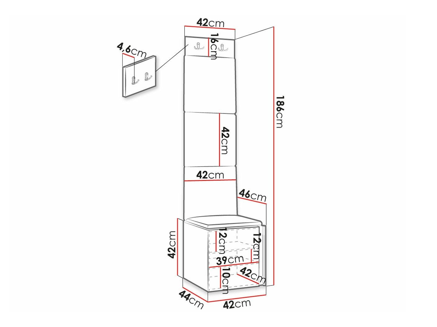 Meuble d'entrée Hartford 378 (Noir)