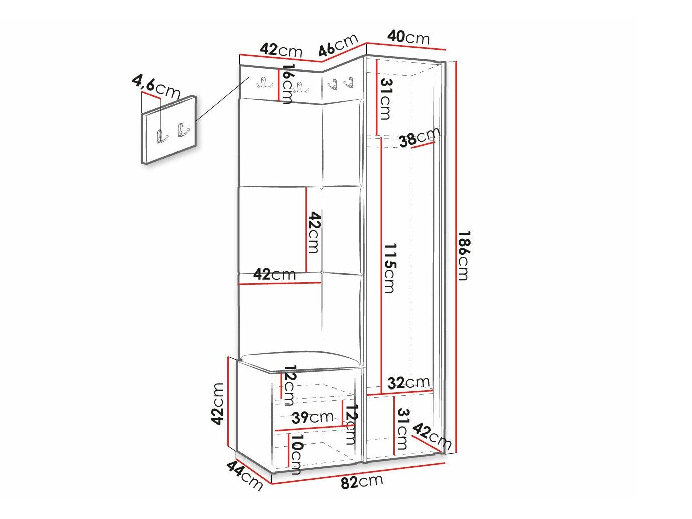 Meuble d'entrée Hartford 381 (Blanc)