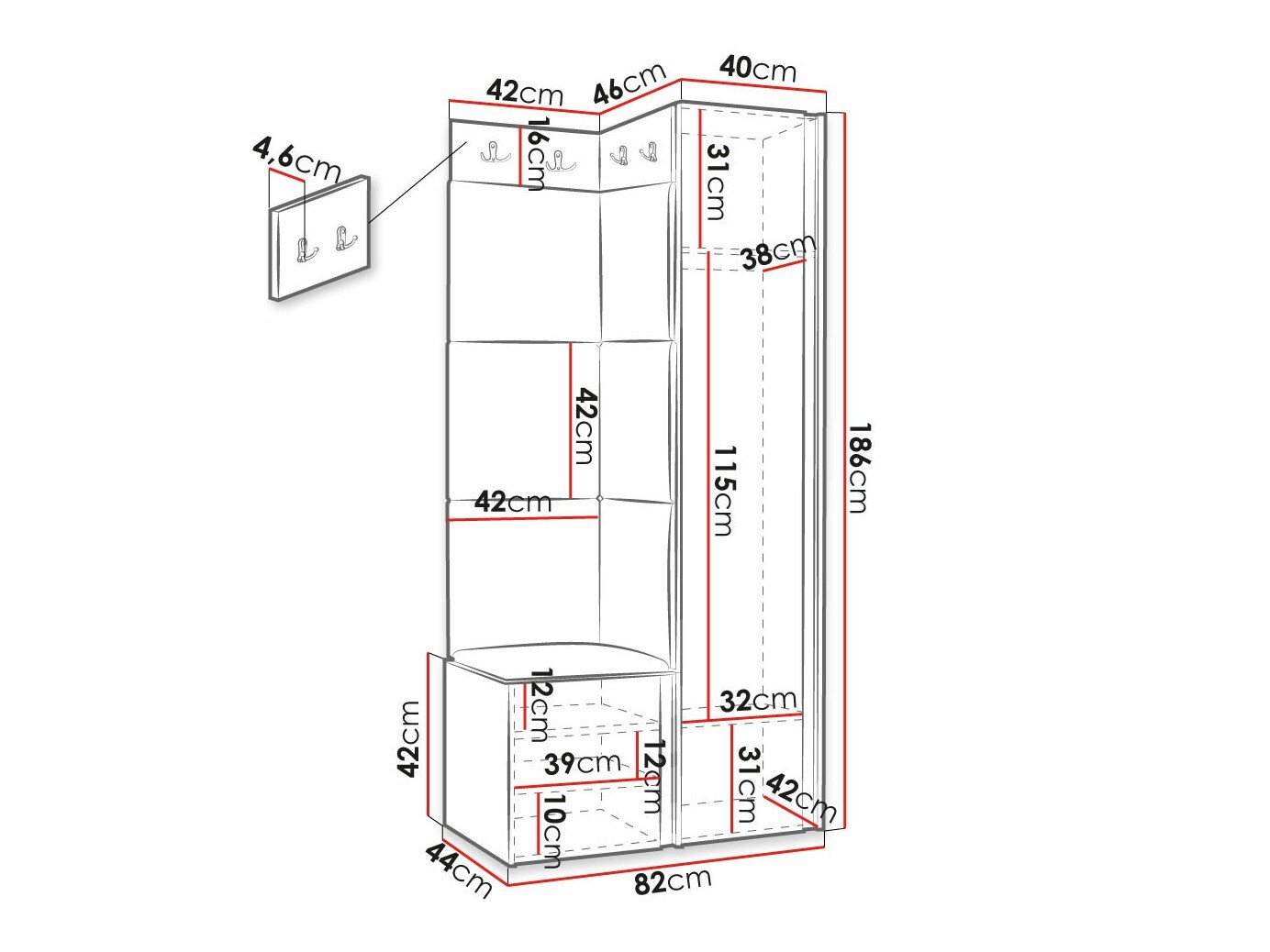 Meuble d'entrée Hartford 381 (Blanc)