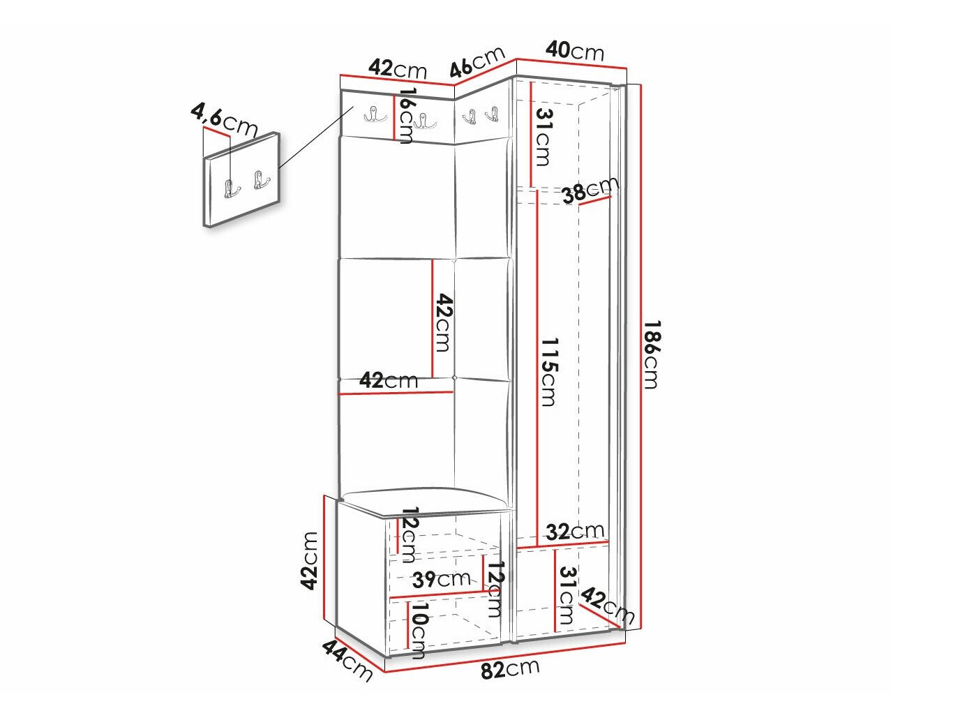 Meuble d'entrée Hartford 381 (Blanc)
