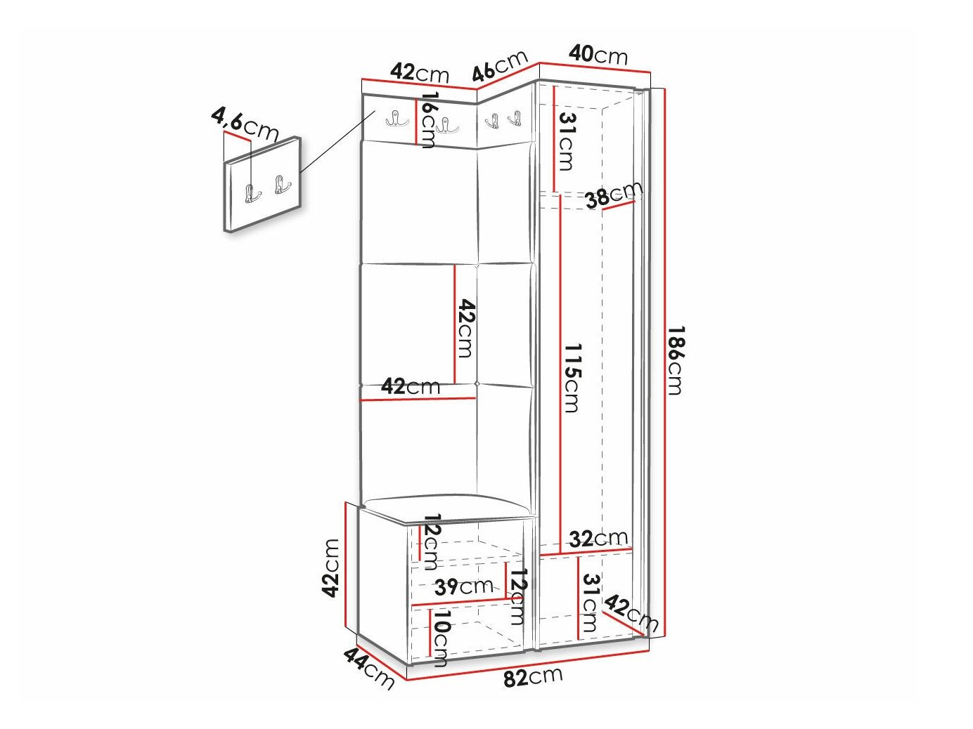 Meuble d'entrée Hartford 381 (Blanc)