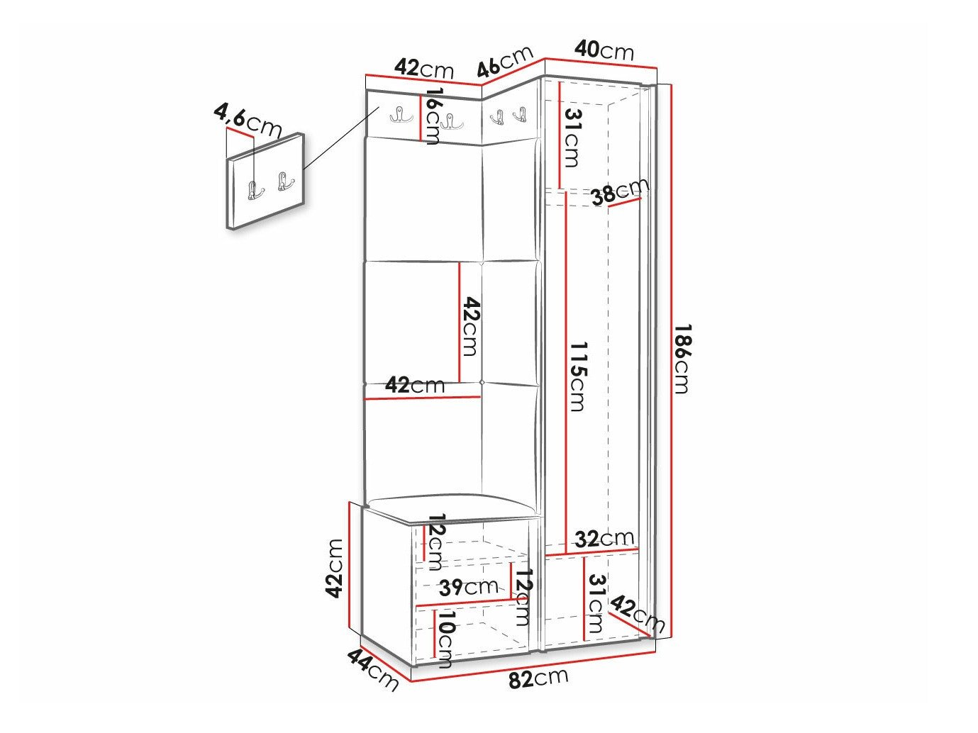 Meuble d'entrée Hartford 381 (Blanc)