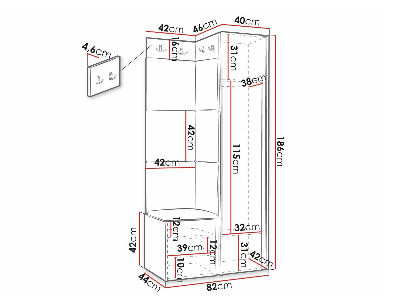 Meuble d'entrée Hartford 381 (Blanc)