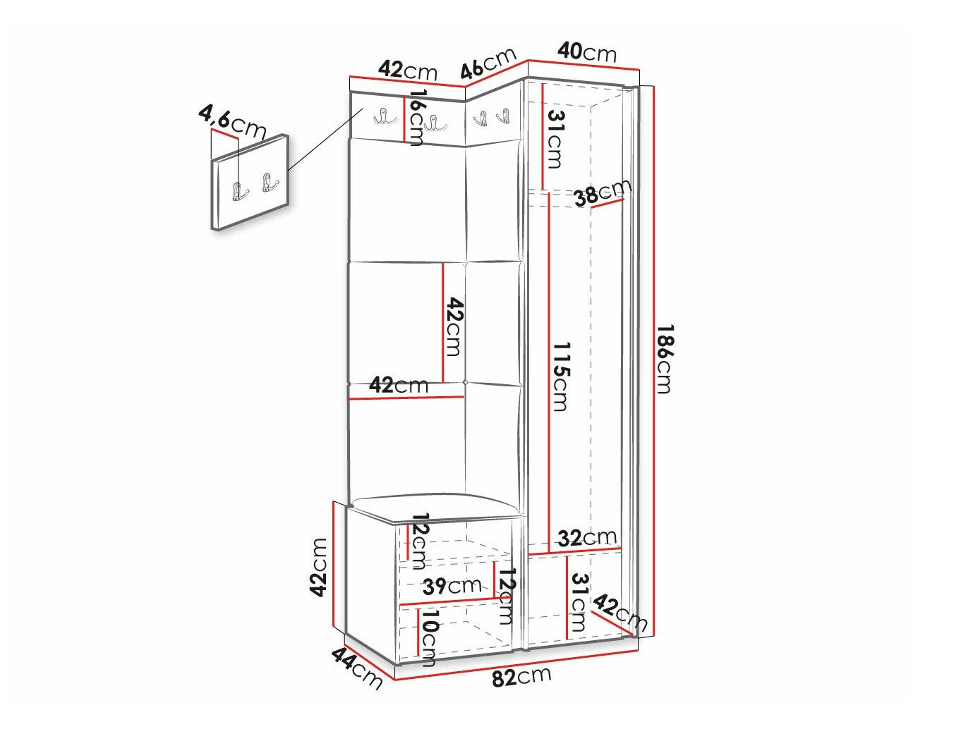 Meuble d'entrée Hartford 381 (Blanc)
