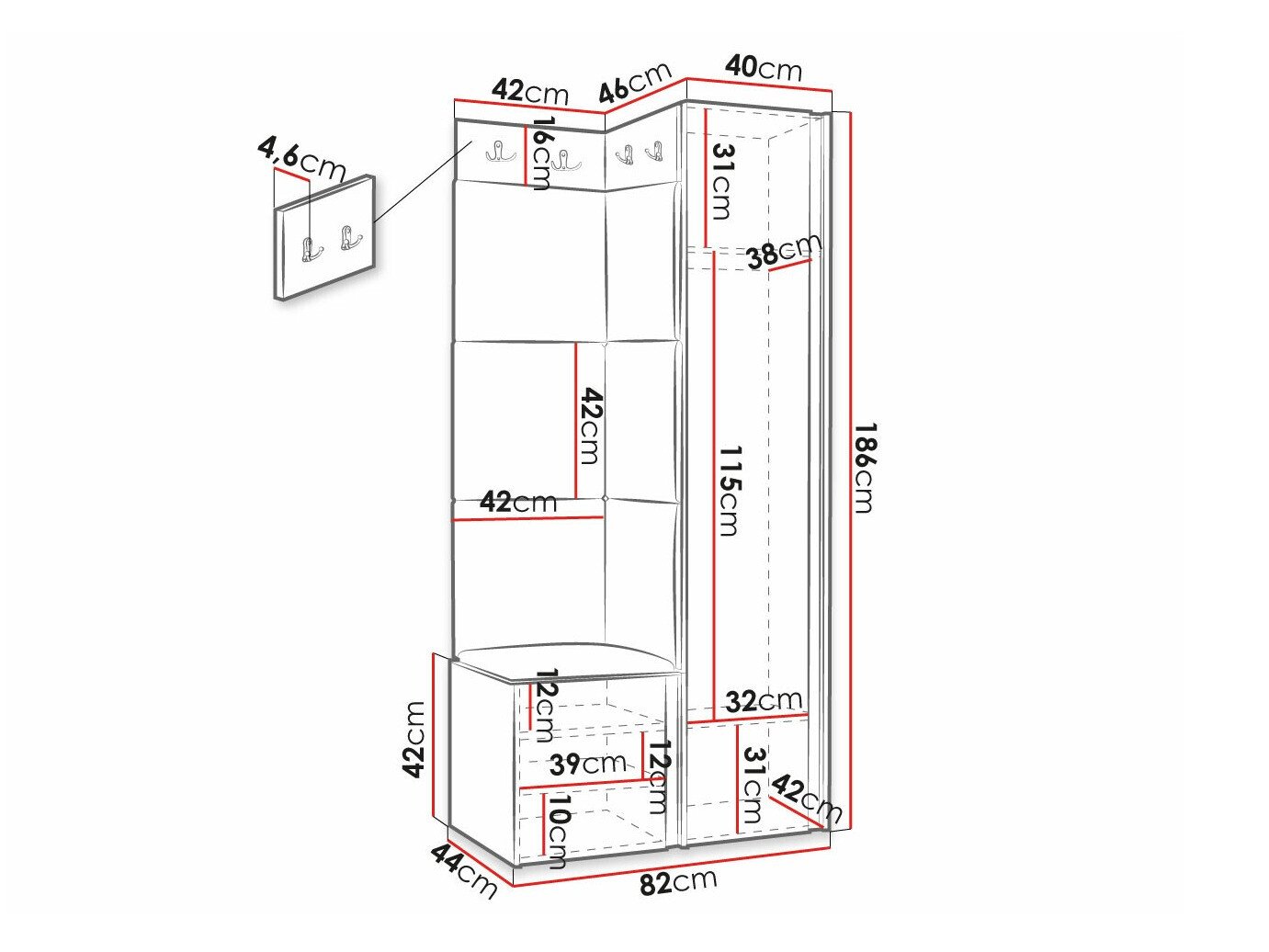 Meuble d'entrée Hartford 381 (Noir)