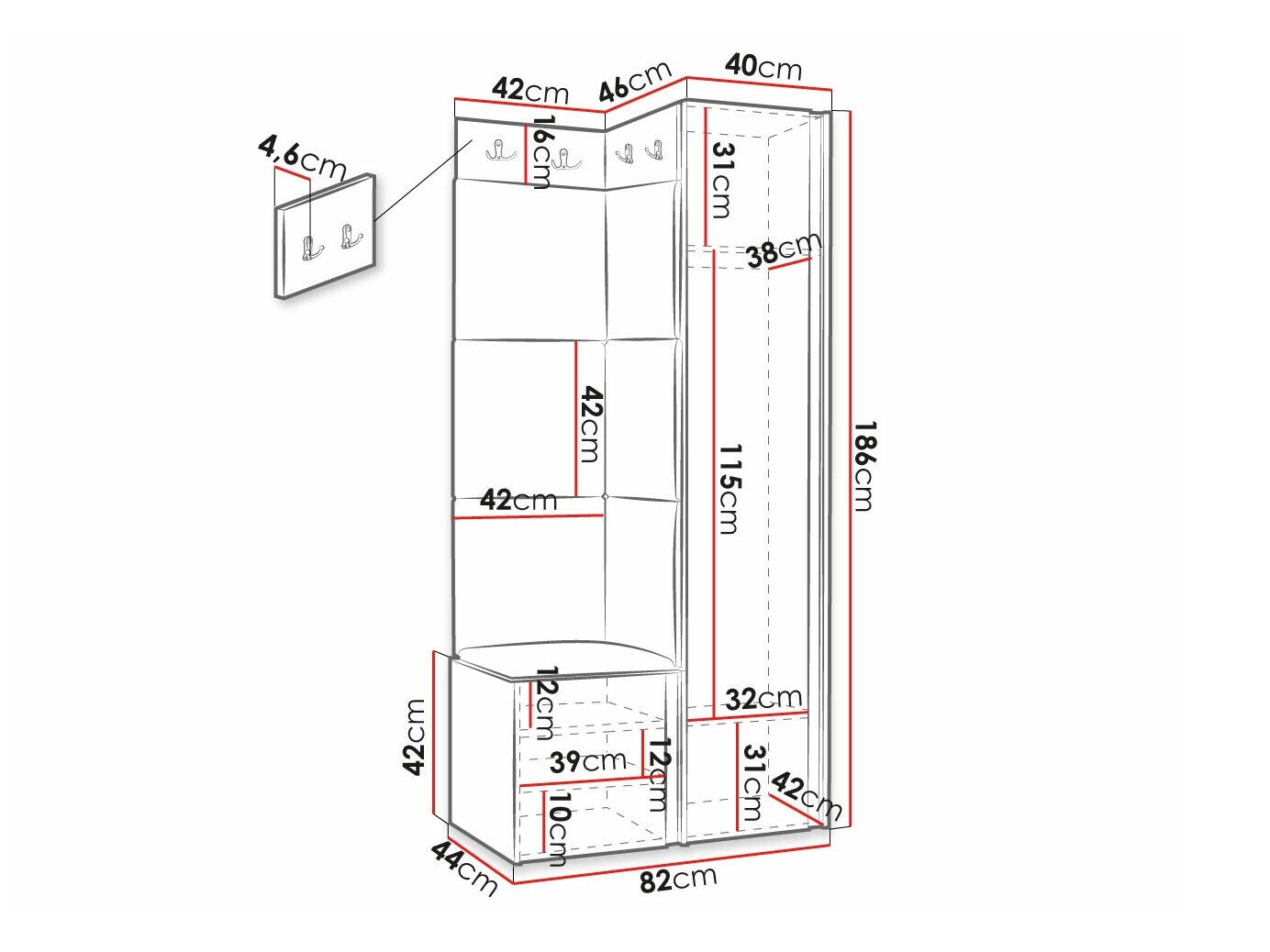 Meuble d'entrée Hartford 381 (Noir)