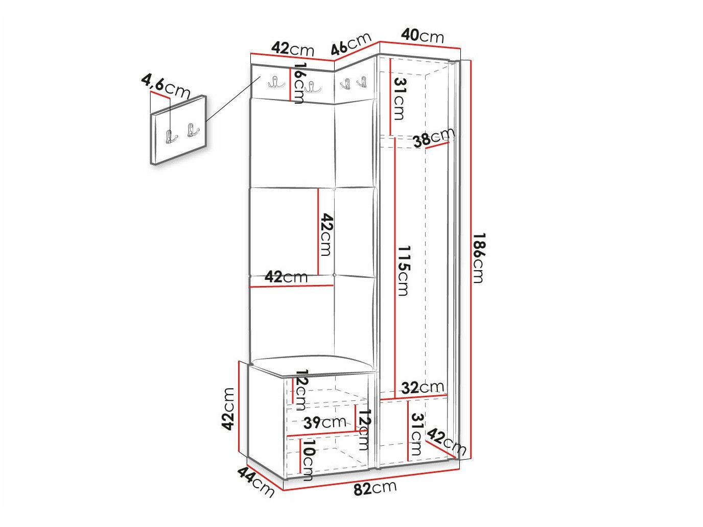 Meuble d'entrée Hartford 381 (Noir)