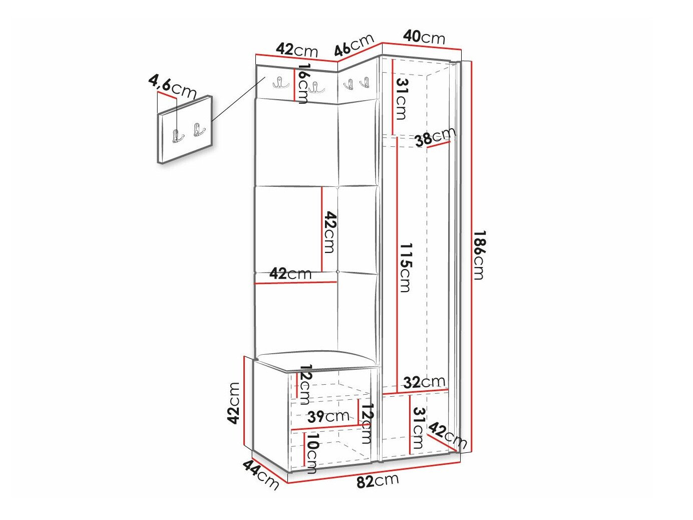 Meuble d'entrée Hartford 381 (Noir)