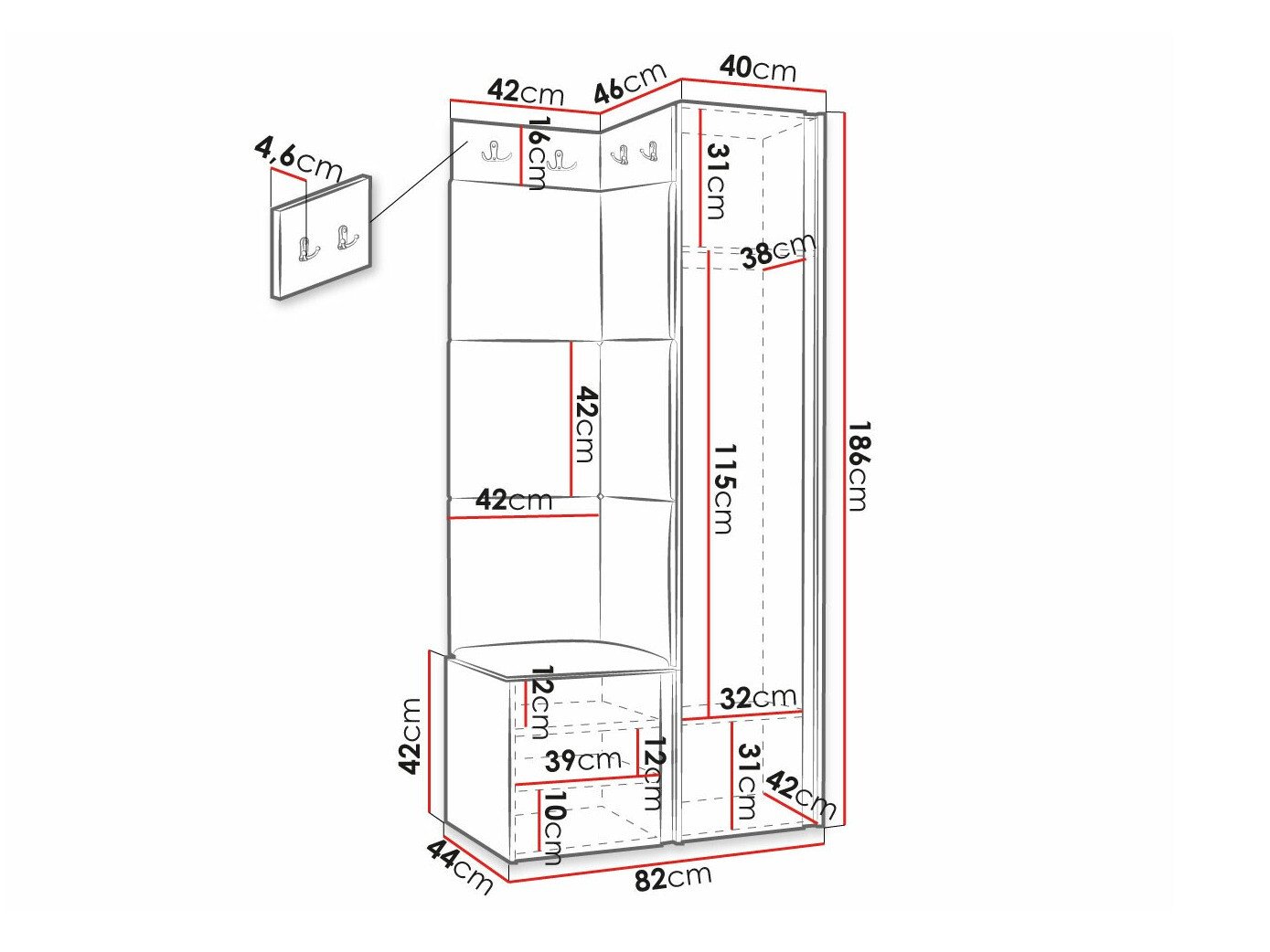 Meuble d'entrée Hartford 381 (Noir)