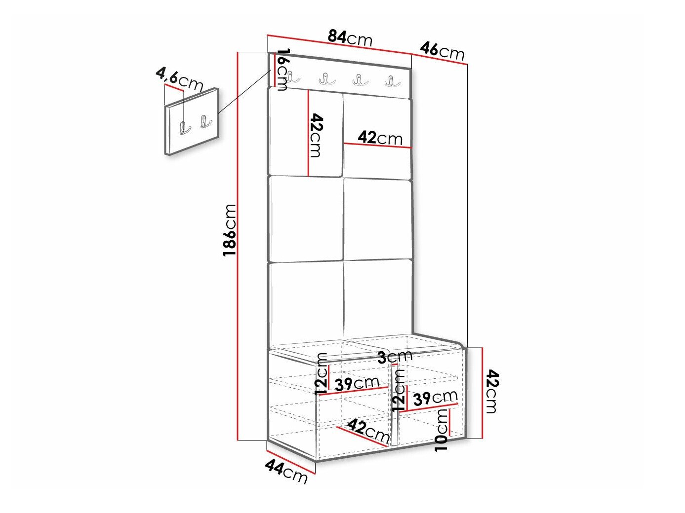 Meuble d'entrée Hartford 383 (Blanc)