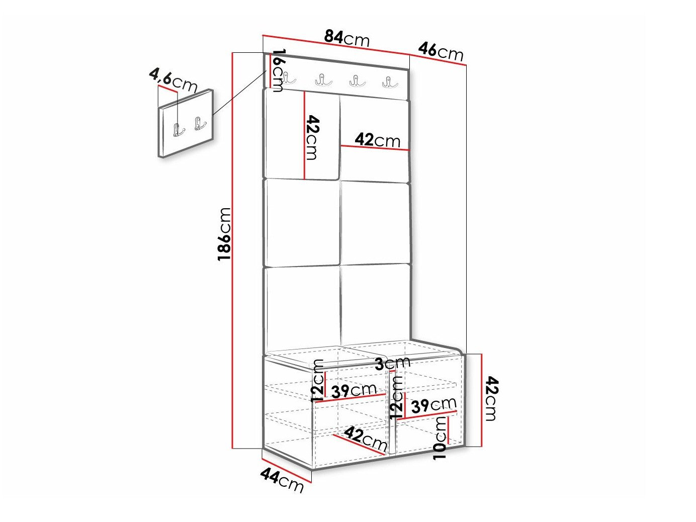 Meuble d'entrée Hartford 383 (Blanc)