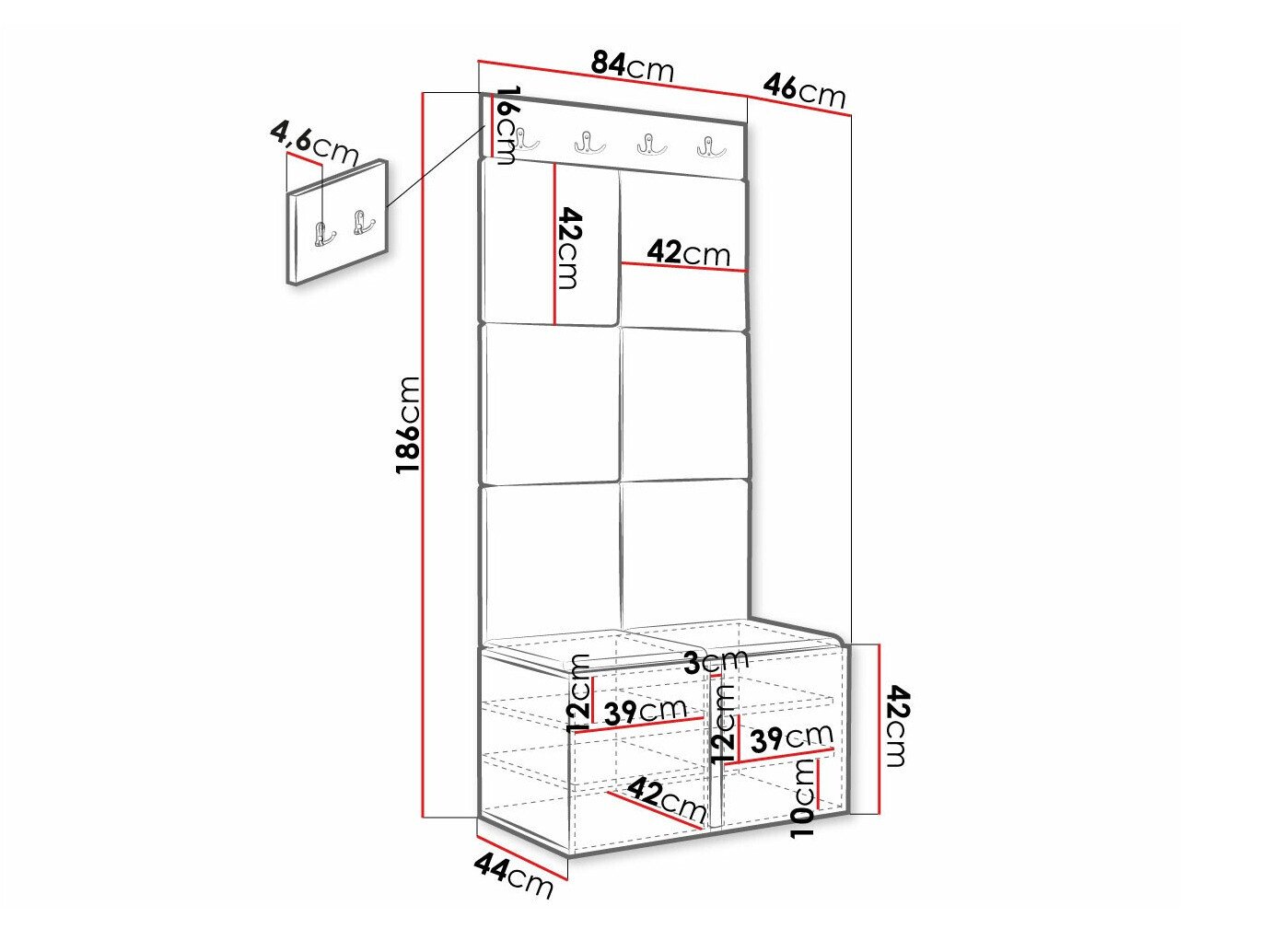 Meuble d'entrée Hartford 383 (Blanc)