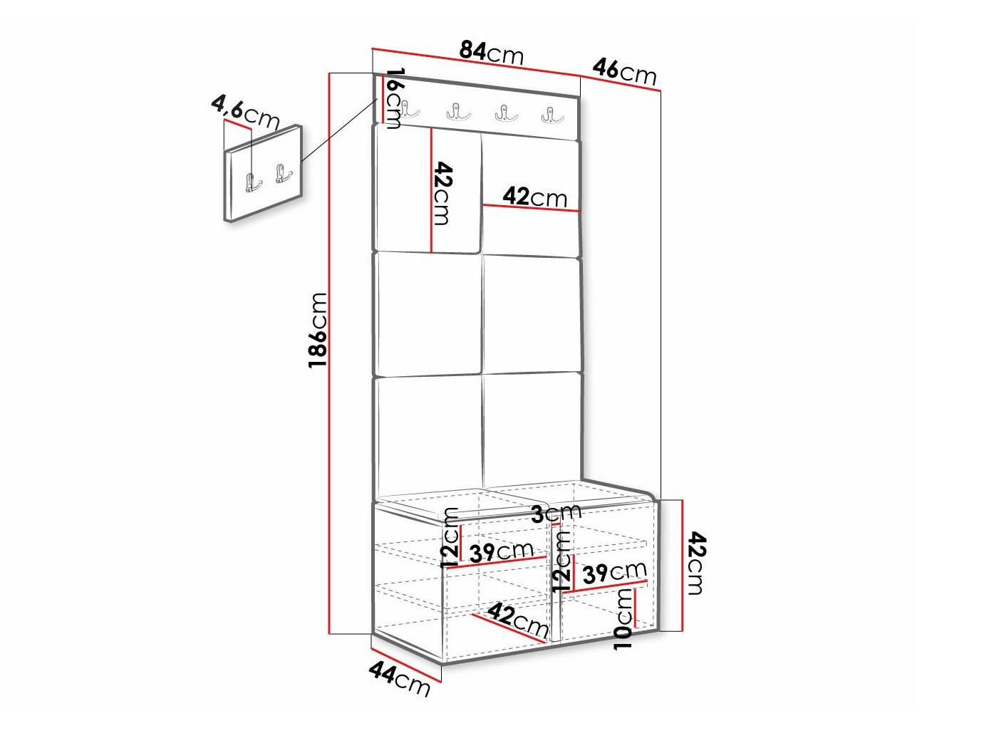 Meuble d'entrée Hartford 383 (Blanc)