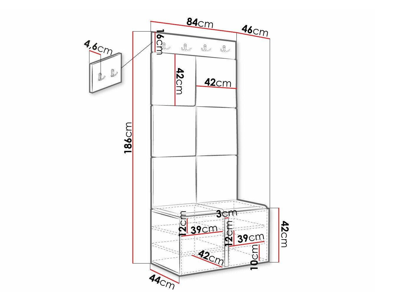 Meuble d'entrée Hartford 383 (Noir)