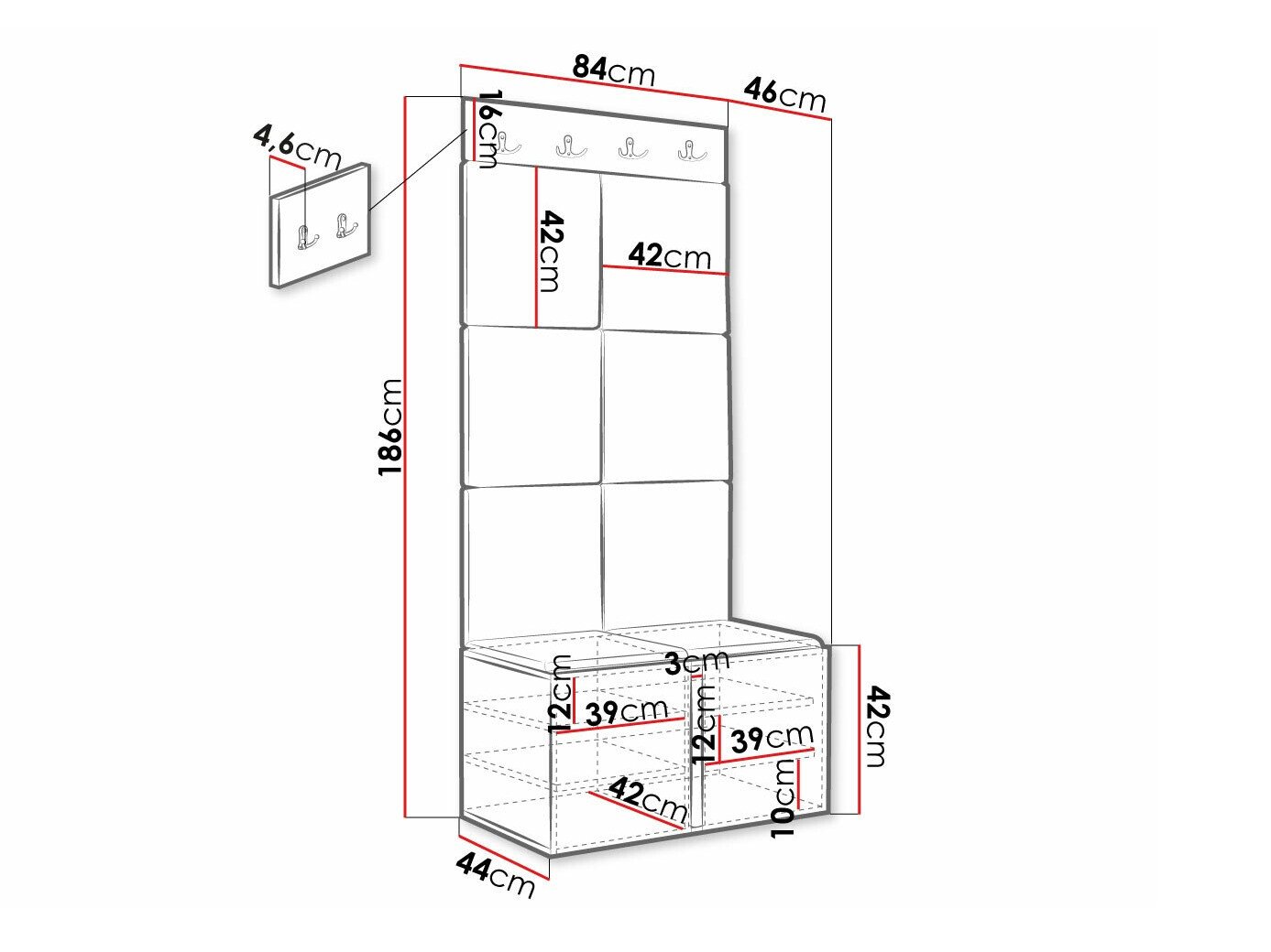 Meuble d'entrée Hartford 383 (Noir)