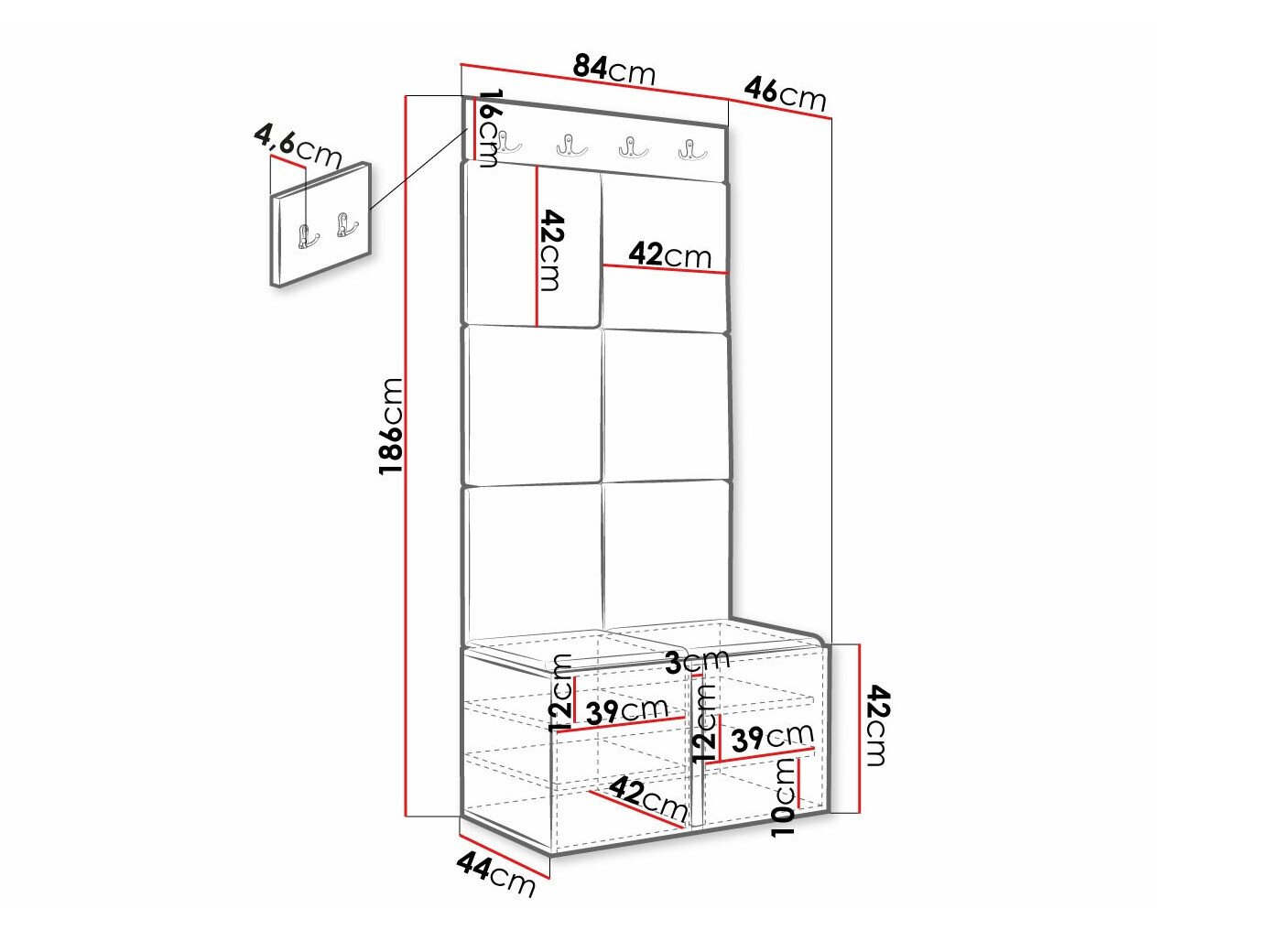Meuble d'entrée Hartford 383 (Noir)