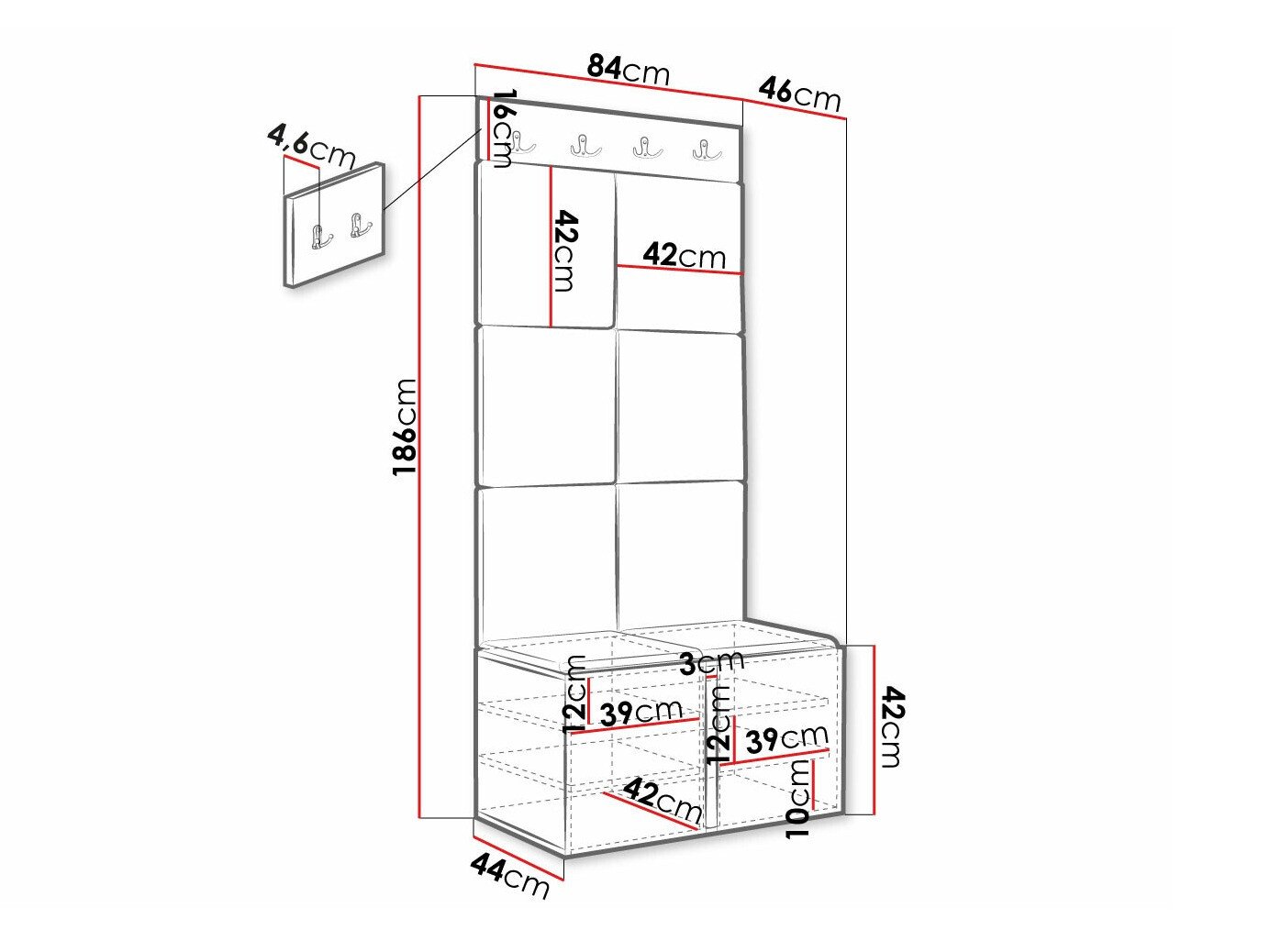 Meuble d'entrée Hartford 383 (Noir)